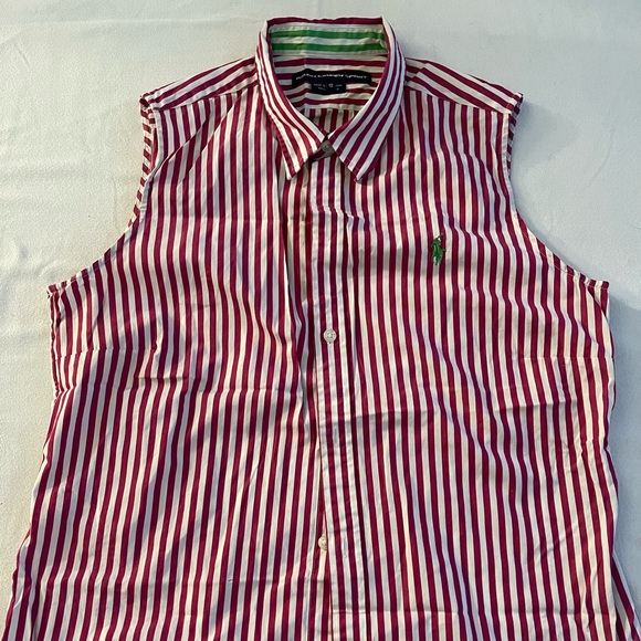 Polo by Ralph Lauren Pink and White Striped Button Down Shirt - Picture 4 of 5